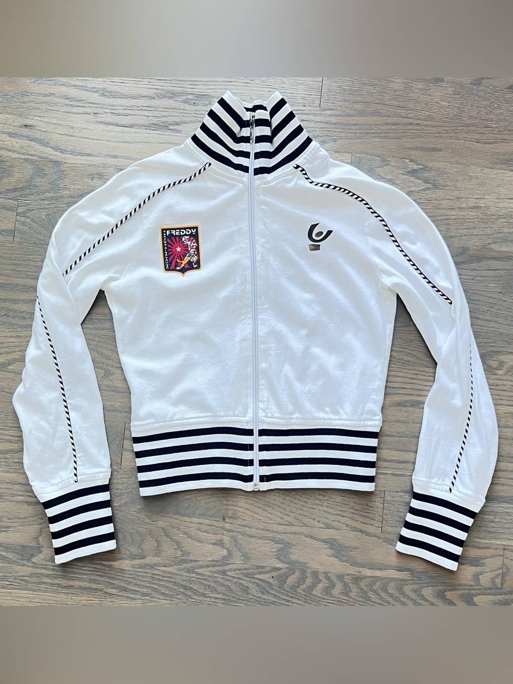 Freddy High Kick Y2K White Cotton Full Zip Track Jacket XS - Picture 2 of 12